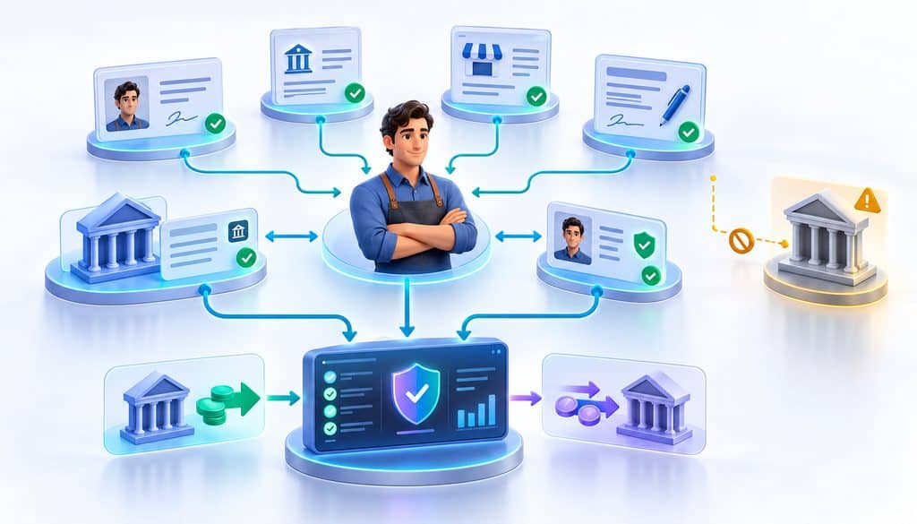 Sole proprietor settlement account ownership and underwriting verification